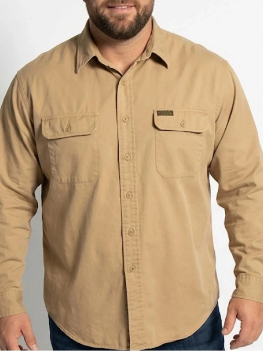 Vtg. Polo Ralph Lauren Khaki Tan Safari Utility Long Sleeve Button Up Shirt XXL